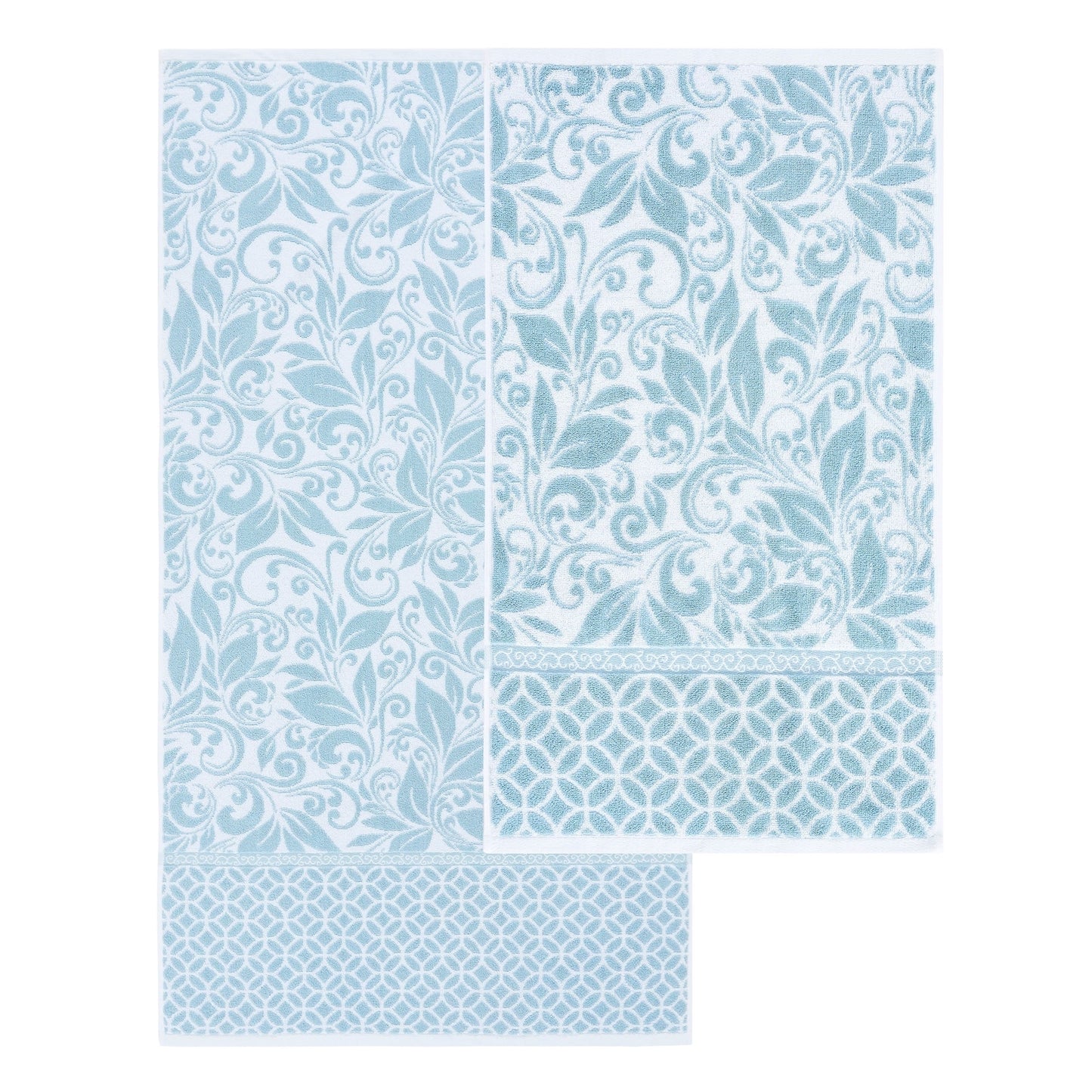 Set di 6 asciugamani jacquard tinti in filo Modern Threads Trefoil Filigree