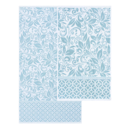 Set di 6 asciugamani jacquard tinti in filo Modern Threads Trefoil Filigree
