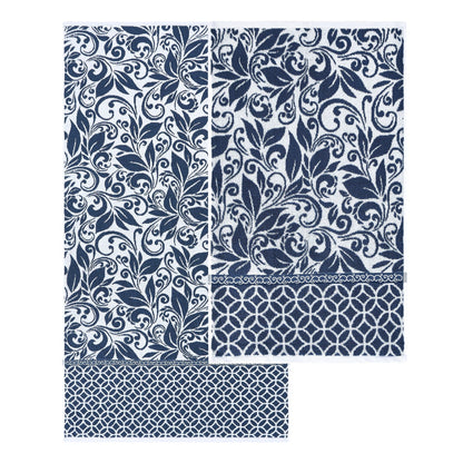 Set di 6 asciugamani jacquard tinti in filo Modern Threads Trefoil Filigree