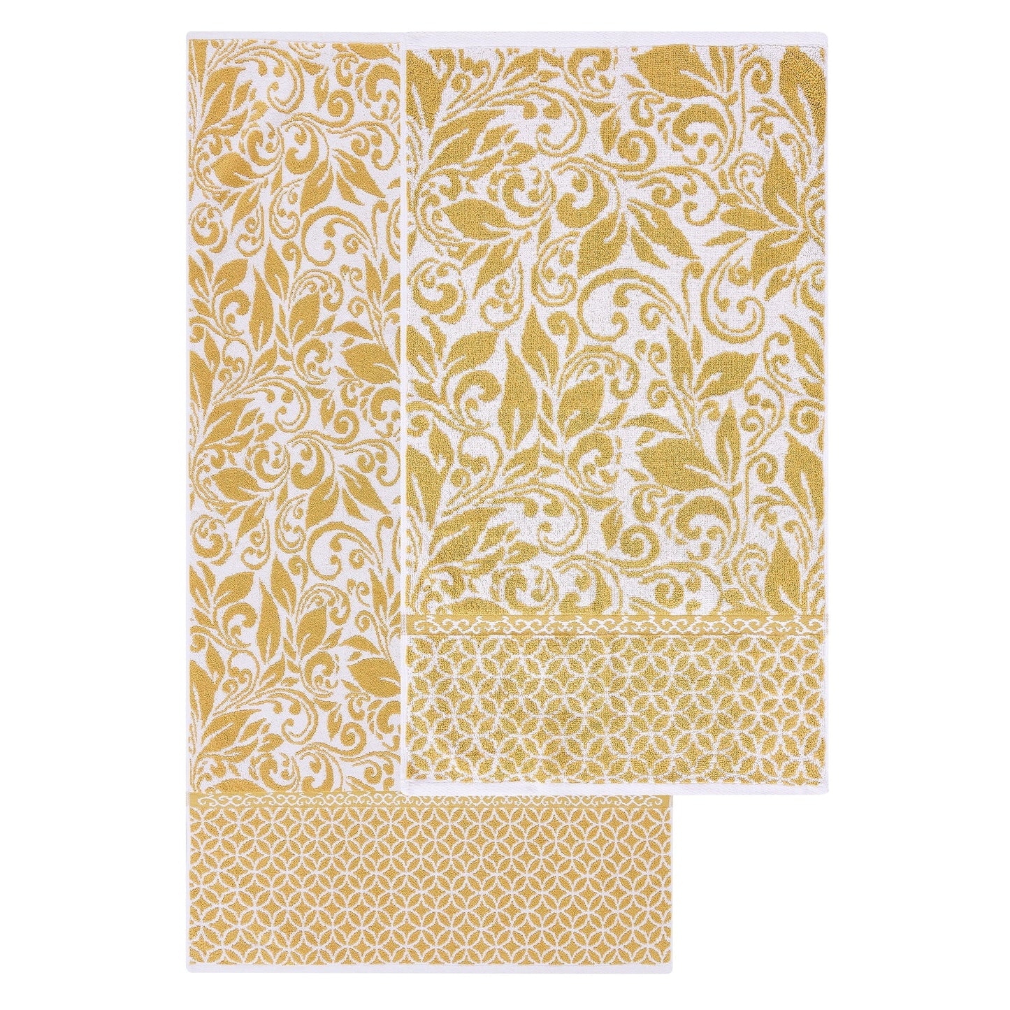 Set di 6 asciugamani jacquard tinti in filo Modern Threads Trefoil Filigree