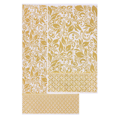 Set di 6 asciugamani jacquard tinti in filo Modern Threads Trefoil Filigree