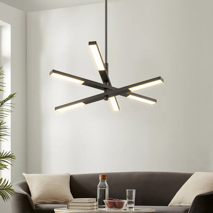 Lampadario moderno lineare a più livelli Sputnik con luce calda 3000K e LED integrato
