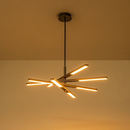 Lampadario moderno lineare a più livelli Sputnik con luce calda 3000K e LED integrato