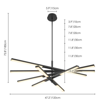 Lampadario moderno lineare a più livelli Sputnik con luce calda 3000K e LED integrato