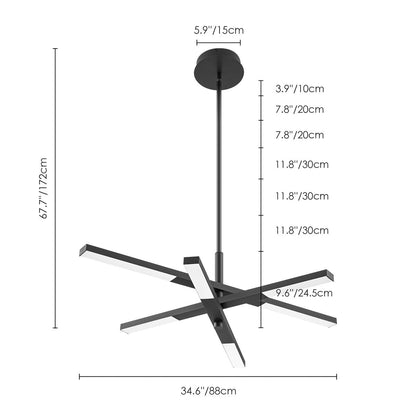 Lampadario moderno lineare a più livelli Sputnik con luce calda 3000K e LED integrato