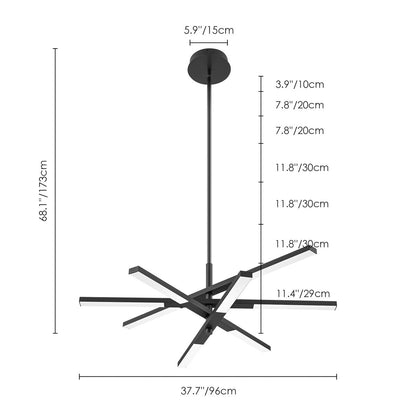 Lampadario moderno lineare a più livelli Sputnik con luce calda 3000K e LED integrato