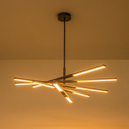 Lampadario moderno lineare a più livelli Sputnik con luce calda 3000K e LED integrato