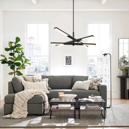 Lampadario moderno lineare a più livelli Sputnik con luce calda 3000K e LED integrato