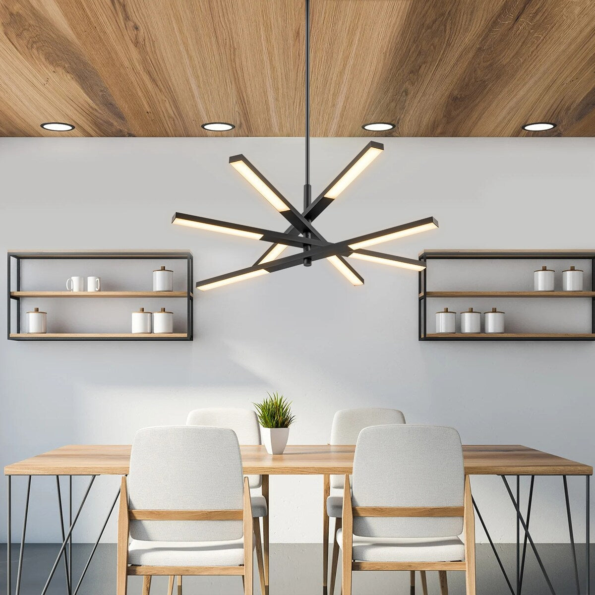 Lampadario moderno lineare a più livelli Sputnik con luce calda 3000K e LED integrato