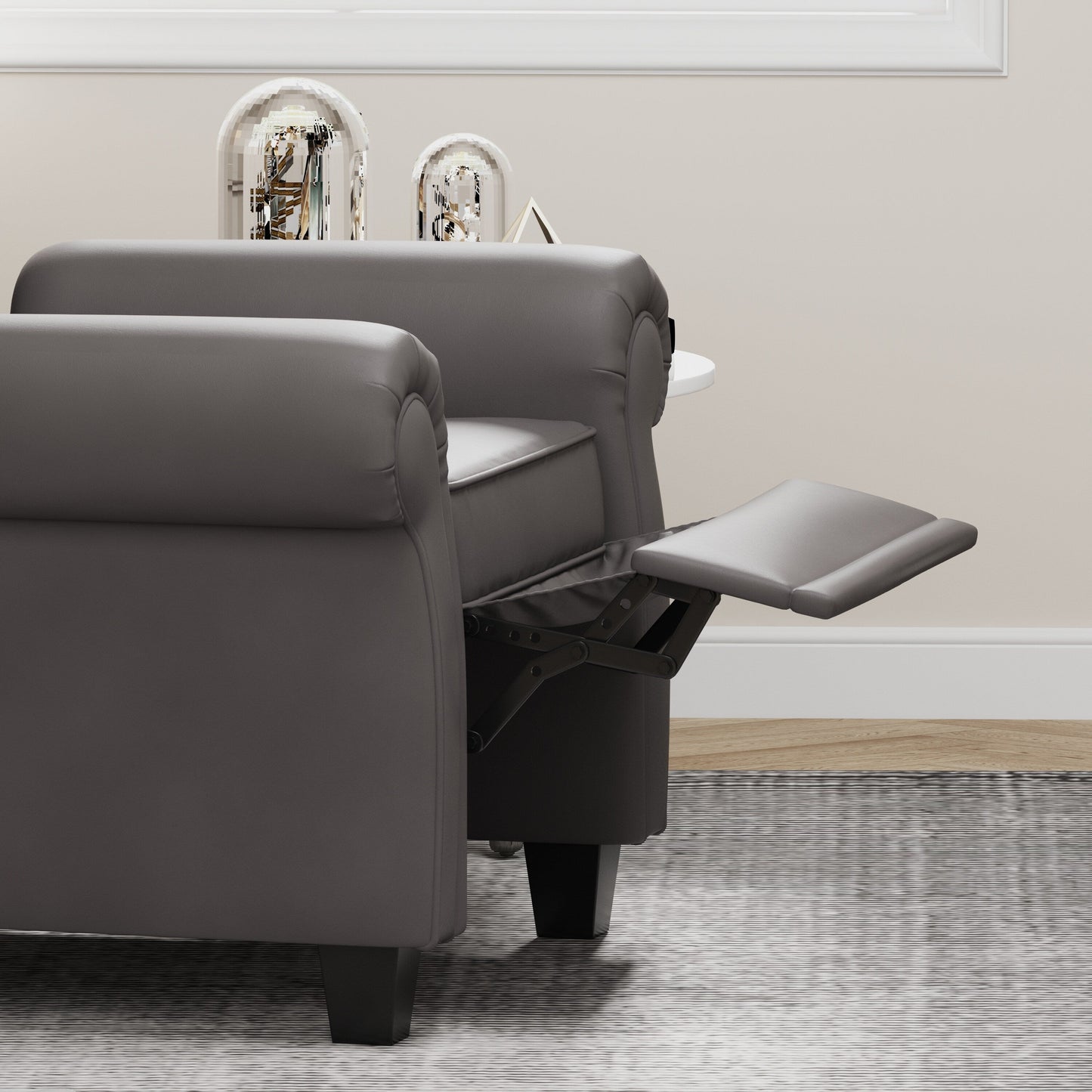 Poltrona reclinabile moderna con schienale imbottito e trapuntato