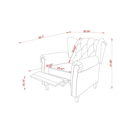 Poltrona reclinabile moderna con schienale imbottito e trapuntato