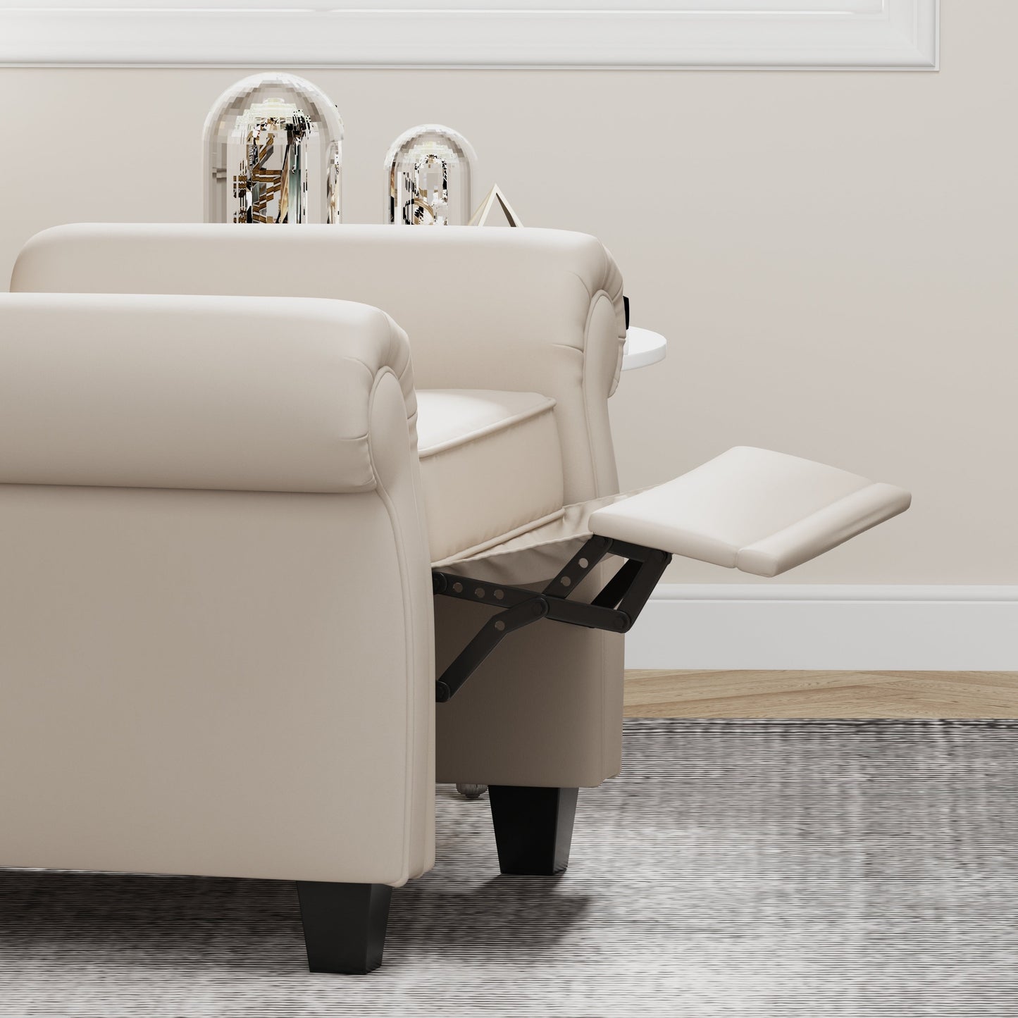 Poltrona reclinabile moderna con schienale imbottito e trapuntato