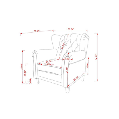 Poltrona reclinabile moderna con schienale imbottito e trapuntato
