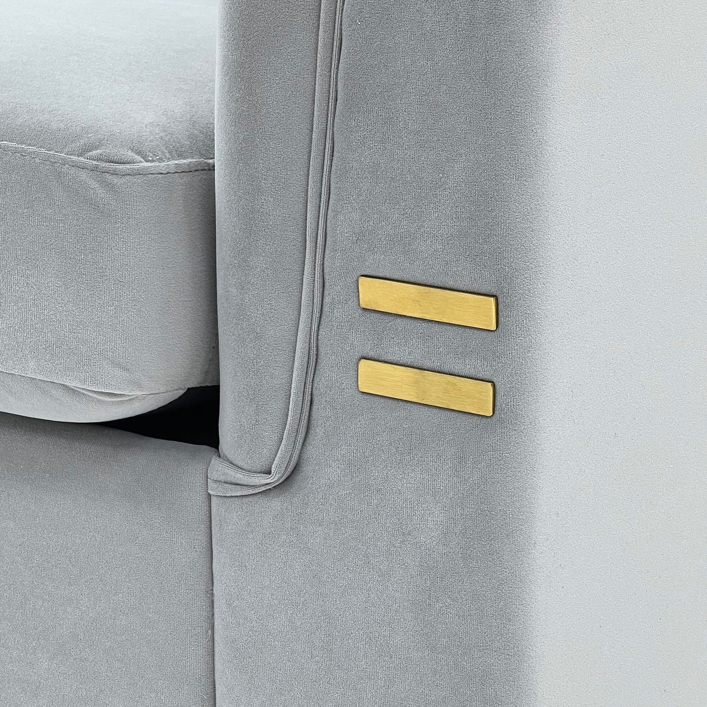 Divano moderno in velluto trapuntato, divano a 3 posti di metà secolo con gambe e cuscini in metallo dorato, elegante divano in stile Chesterfield