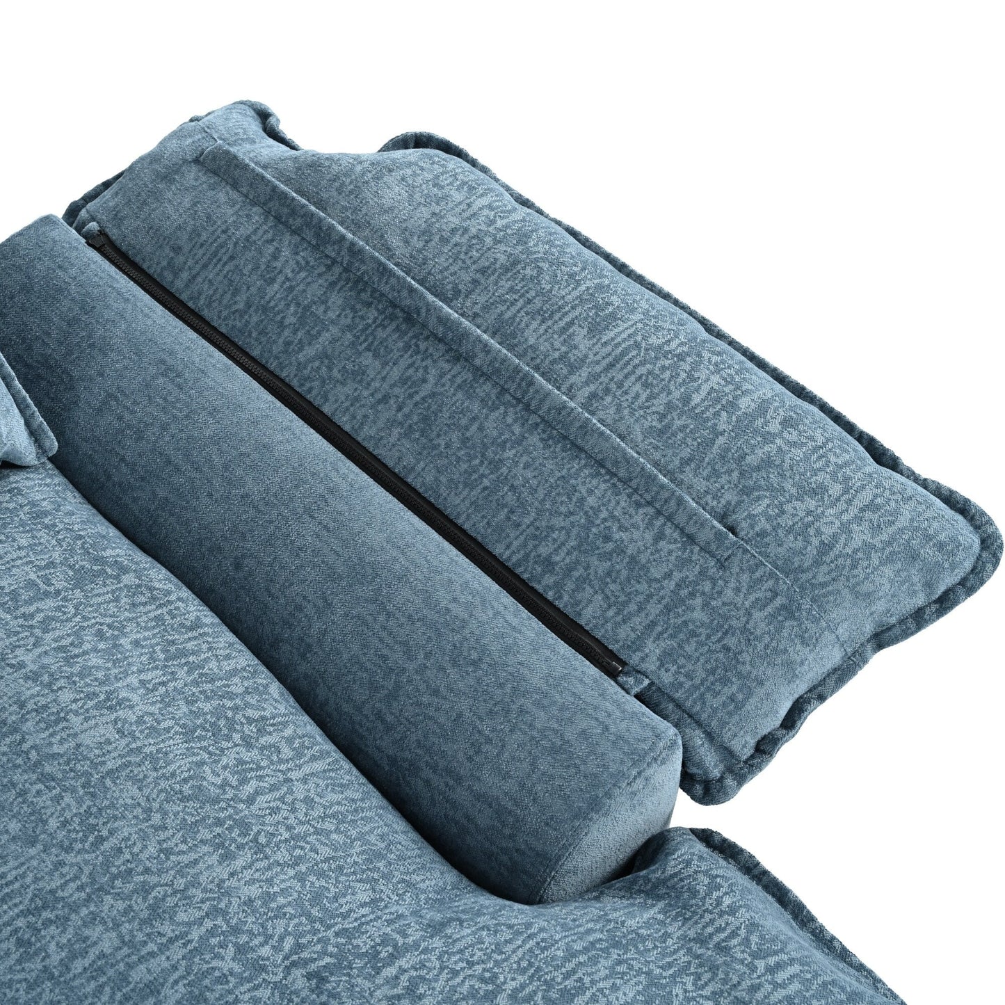 Divano componibile moderno a forma di U in ciniglia, divano componibile a 6 posti con schienale trapuntato e cuscini regolabili sui braccioli.