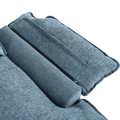 Divano componibile moderno a forma di U in ciniglia, divano componibile a 6 posti con schienale trapuntato e cuscini regolabili sui braccioli.