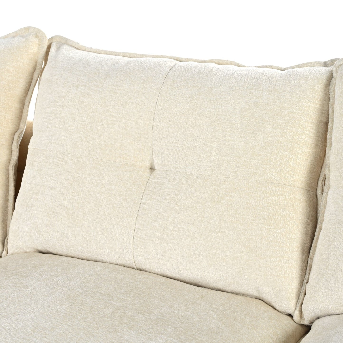 Divano componibile moderno a forma di U in ciniglia, divano componibile a 6 posti con schienale trapuntato e cuscini regolabili sui braccioli.