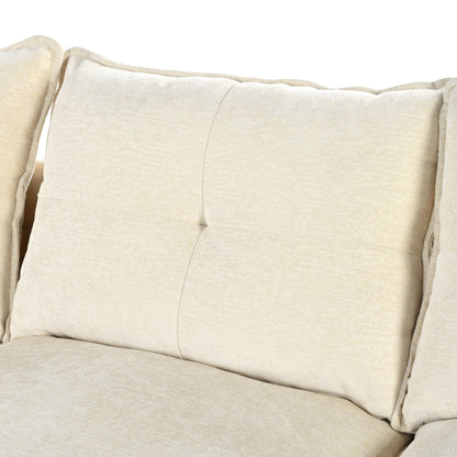 Divano componibile moderno a forma di U in ciniglia, divano componibile a 6 posti con schienale trapuntato e cuscini regolabili sui braccioli.