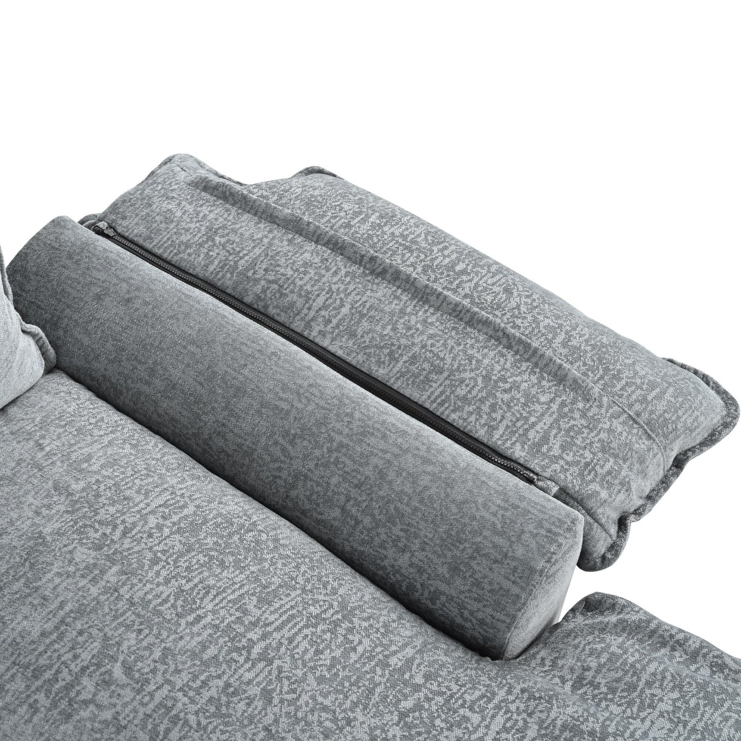 Divano componibile moderno a forma di U in ciniglia, divano componibile a 6 posti con schienale trapuntato e cuscini regolabili sui braccioli.