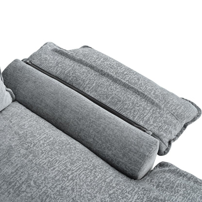 Divano componibile moderno a forma di U in ciniglia, divano componibile a 6 posti con schienale trapuntato e cuscini regolabili sui braccioli.