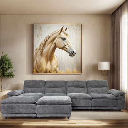 Divano componibile modulare moderno a forma di U, divano letto a 6 posti con chaise longue e pouf per soggiorno