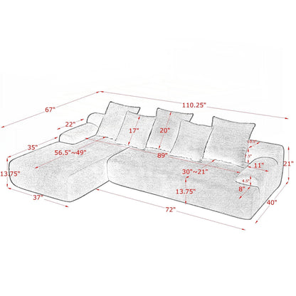 Divano componibile moderno imbottito a forma di L