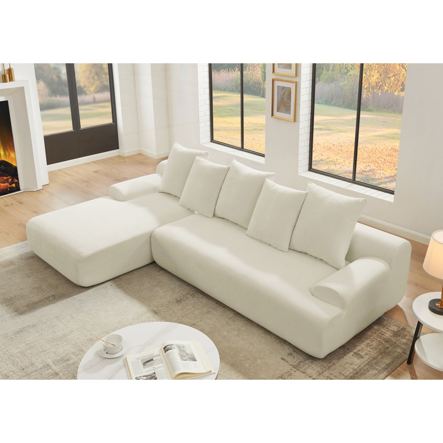 Divano componibile moderno imbottito a forma di L