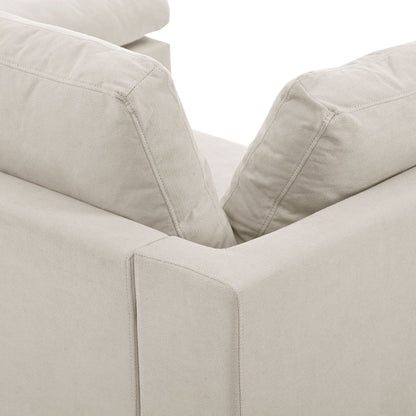 Divano componibile moderno imbottito a forma di L con poggiapiedi regolabile e chaise longue reversibile per soggiorno