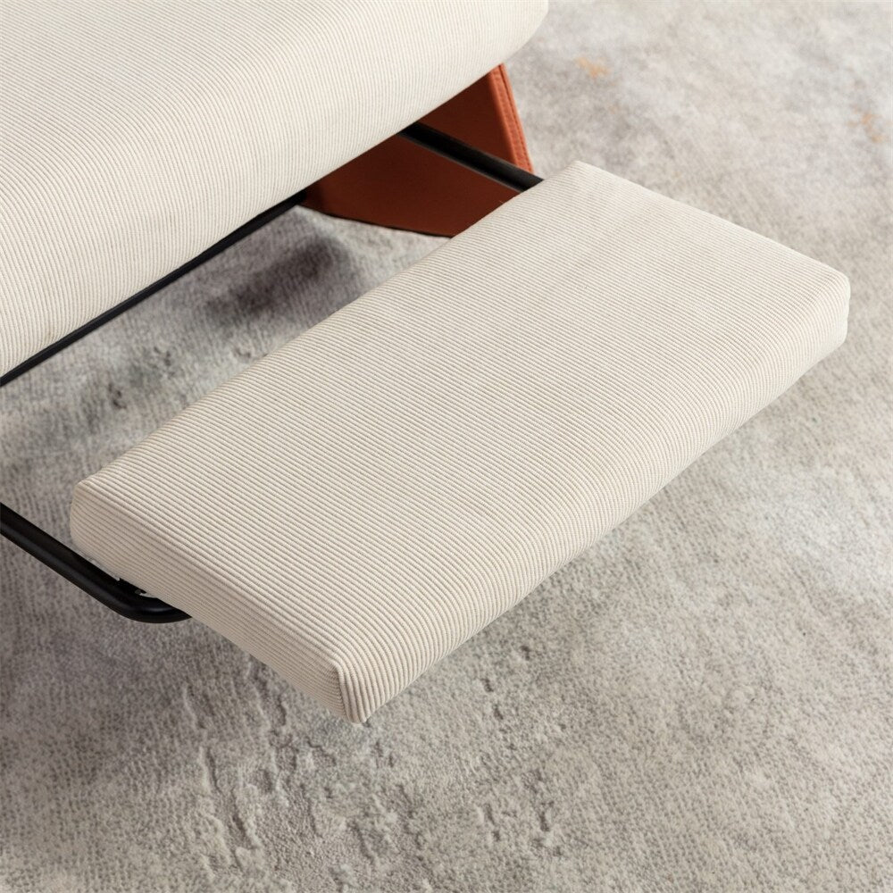 Poltrona reclinabile a dondolo moderna imbottita con poggiapiedi e morbida imbottitura