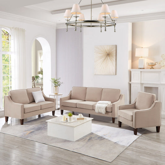 Divano moderno imbottito con cuscini rimovibili e braccioli curvi