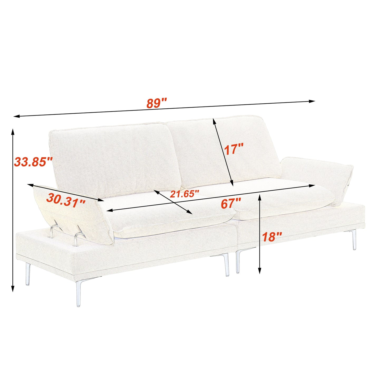 Divano moderno imbottito, soggiorno, camera da letto, appartamento, piccolo spazio