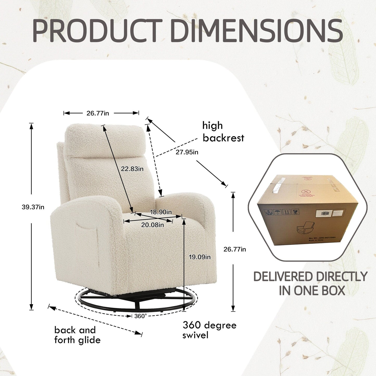 Moderna sedia a dondolo girevole imbottita per la cameretta dei bambini