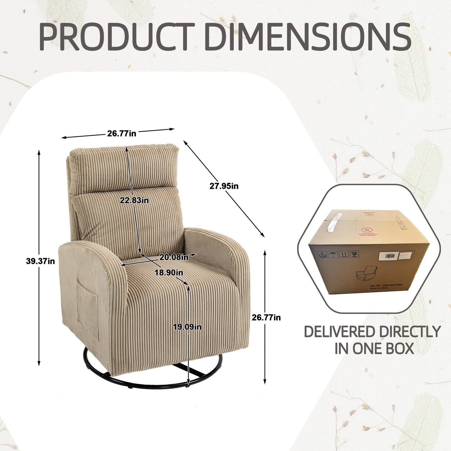 Moderna sedia a dondolo girevole imbottita per la cameretta dei bambini