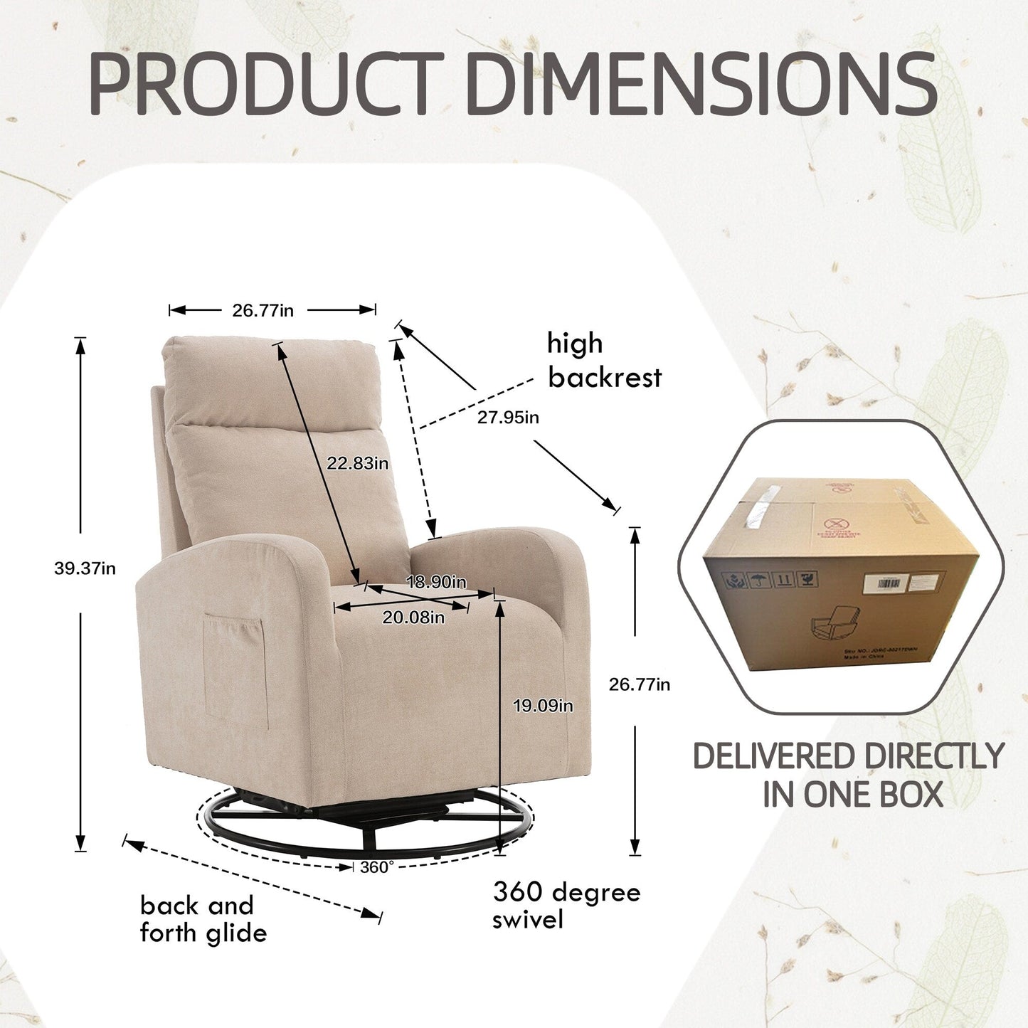 Moderna sedia a dondolo girevole imbottita per la cameretta dei bambini