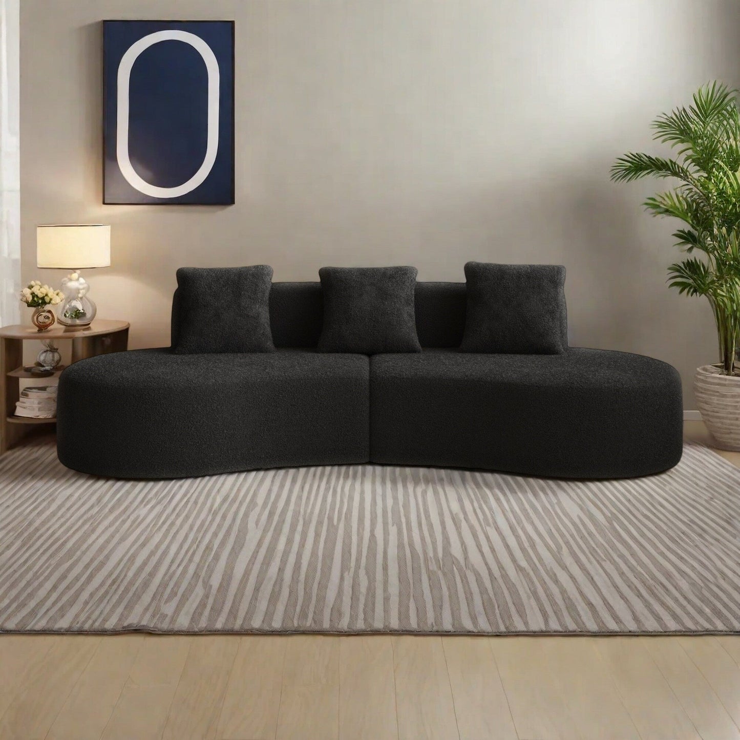 Divano moderno in velluto a 5 posti per soggiorno e camera da letto, uffici e appartamenti