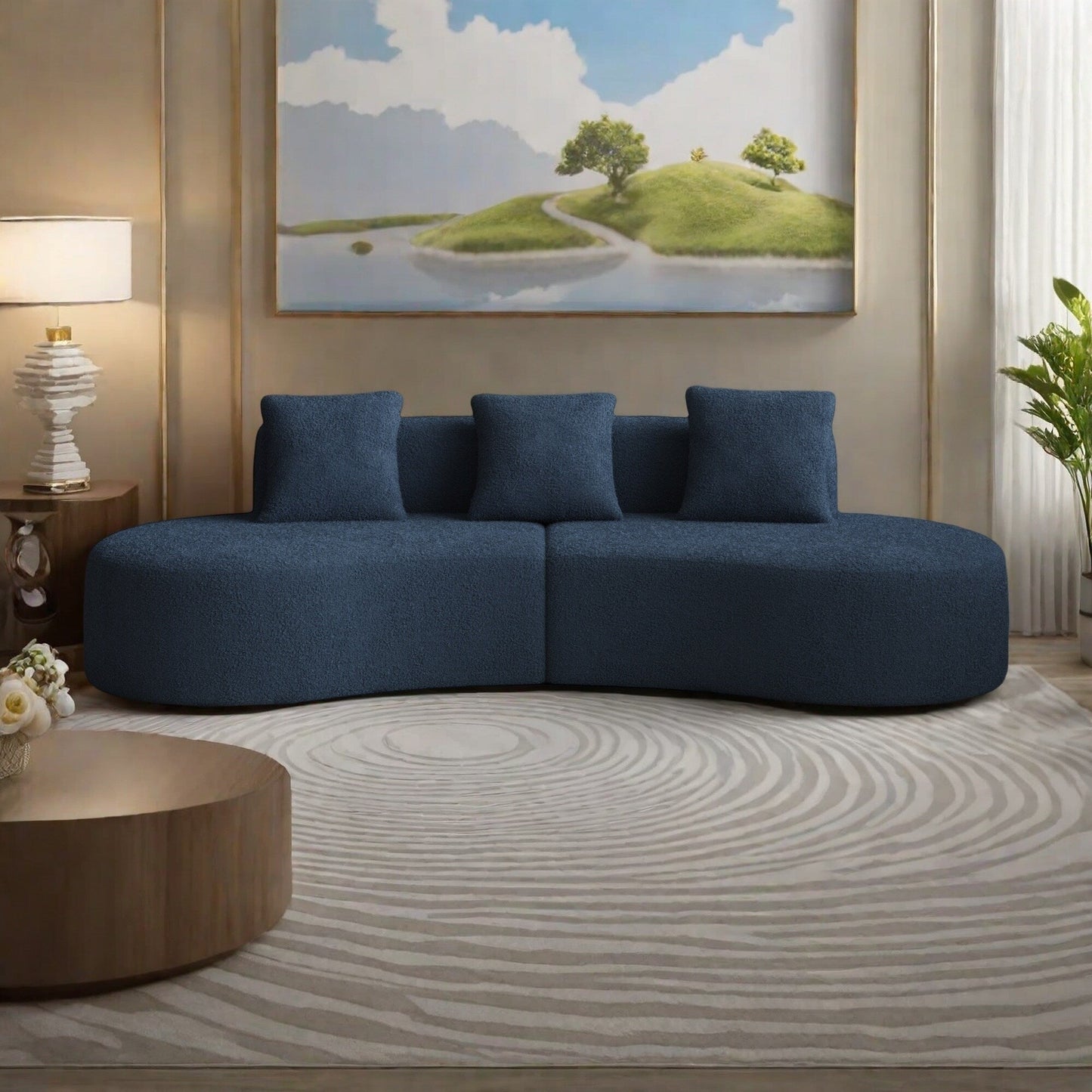 Divano moderno in velluto a 5 posti per soggiorno e camera da letto, uffici e appartamenti