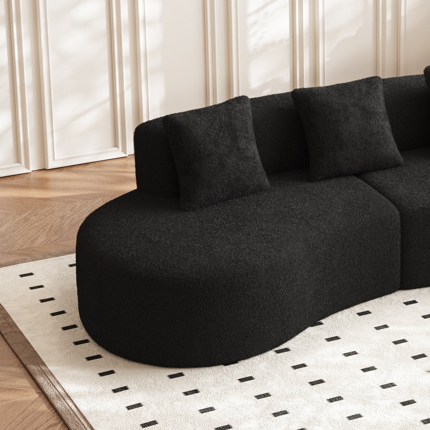 Divano moderno in velluto a 5 posti per soggiorno e camera da letto, uffici e appartamenti