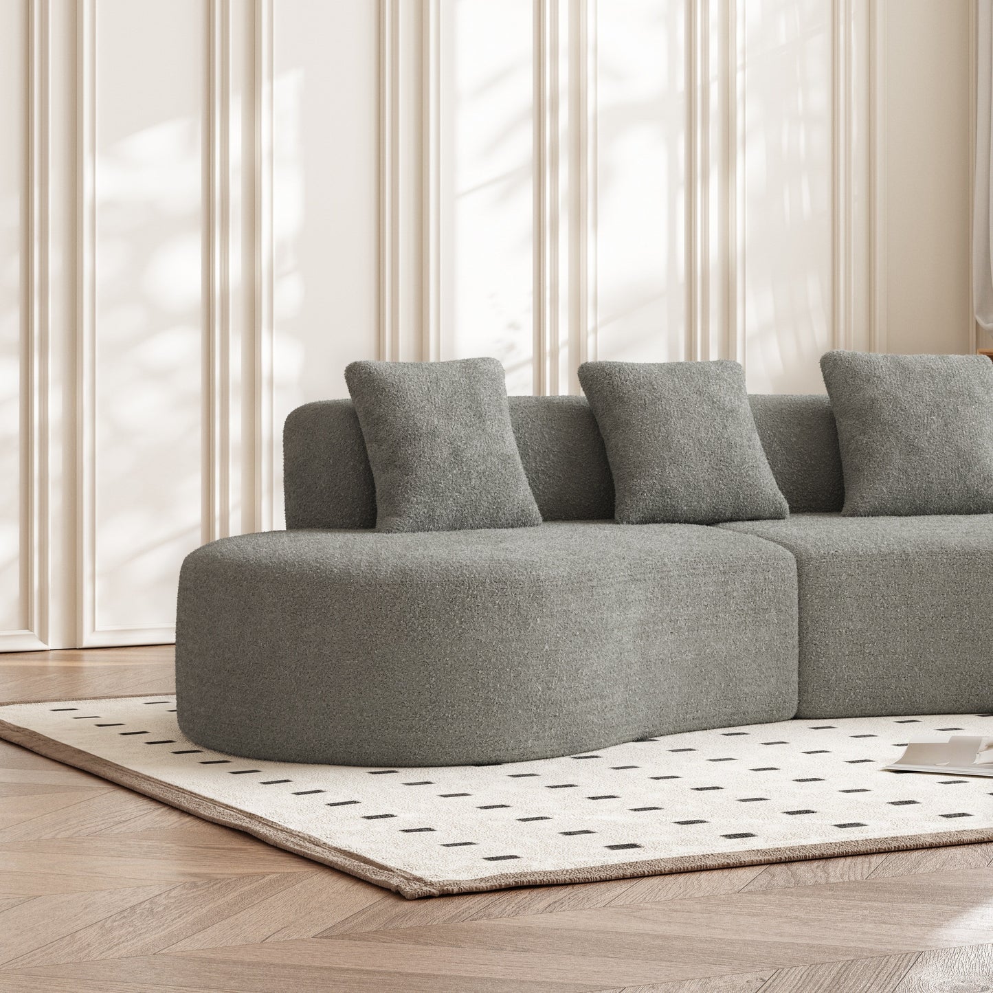 Divano moderno in velluto a 5 posti per soggiorno e camera da letto, uffici e appartamenti