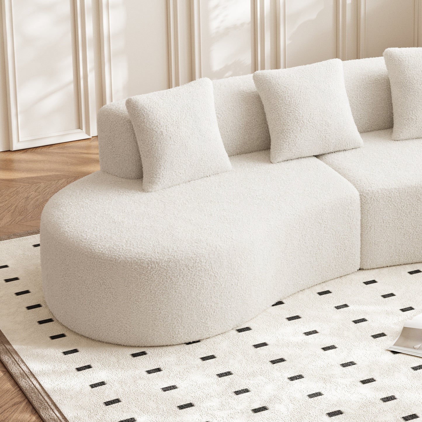 Divano moderno in velluto a 5 posti per soggiorno e camera da letto, uffici e appartamenti