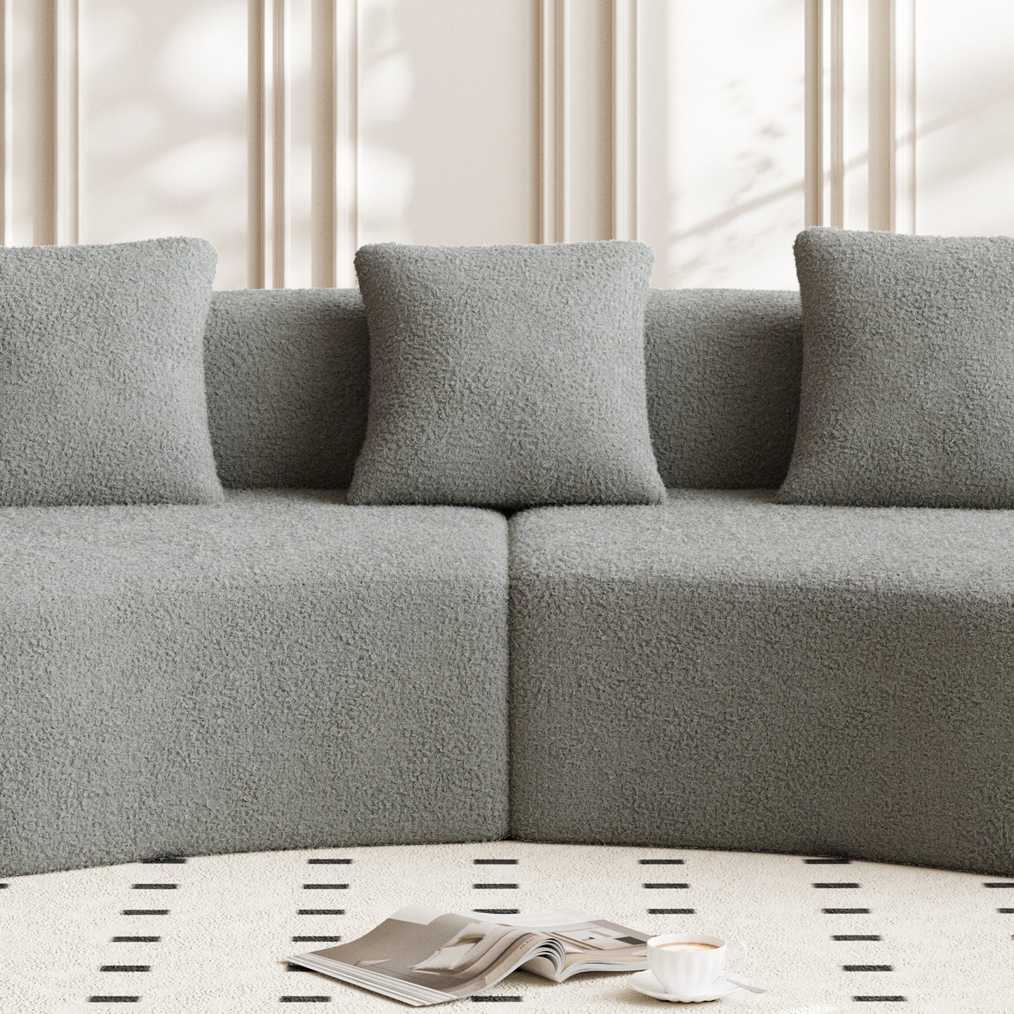 Divano moderno in velluto a 5 posti per soggiorno e camera da letto, uffici e appartamenti