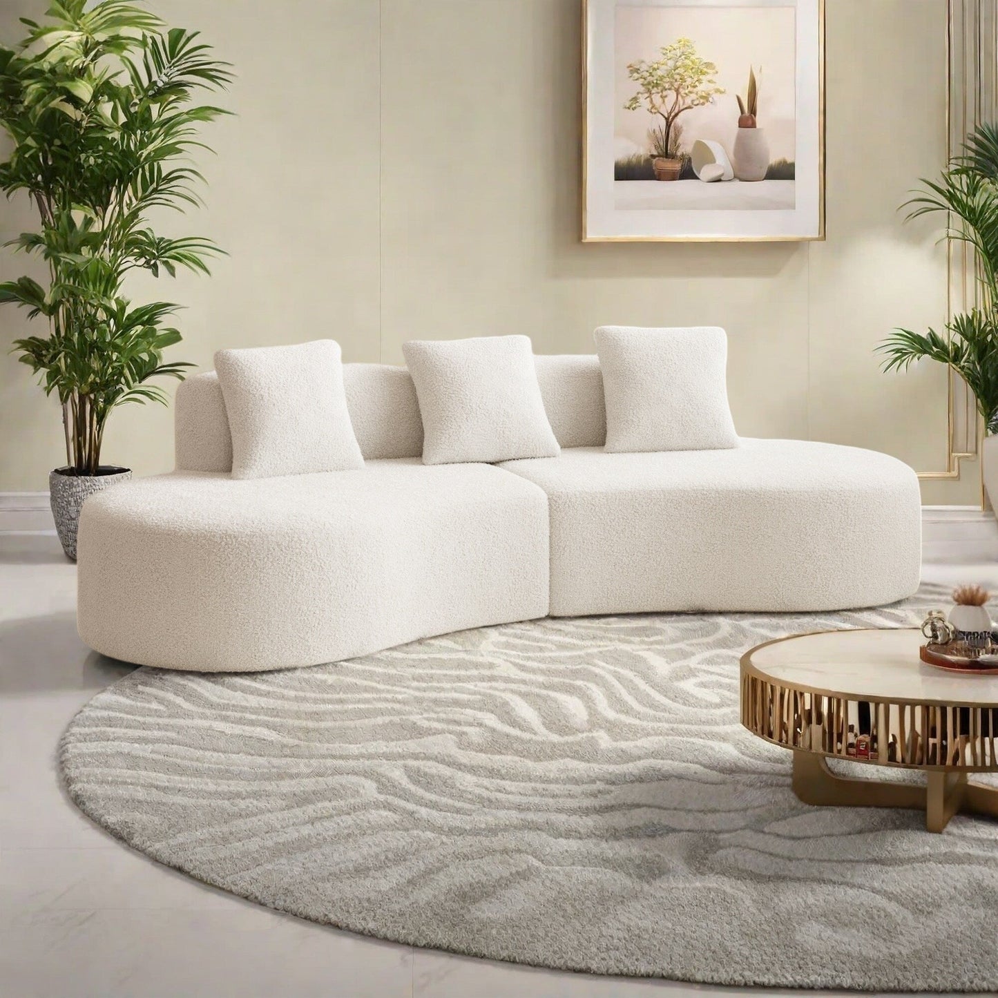 Divano moderno in velluto a 5 posti per soggiorno e camera da letto, uffici e appartamenti