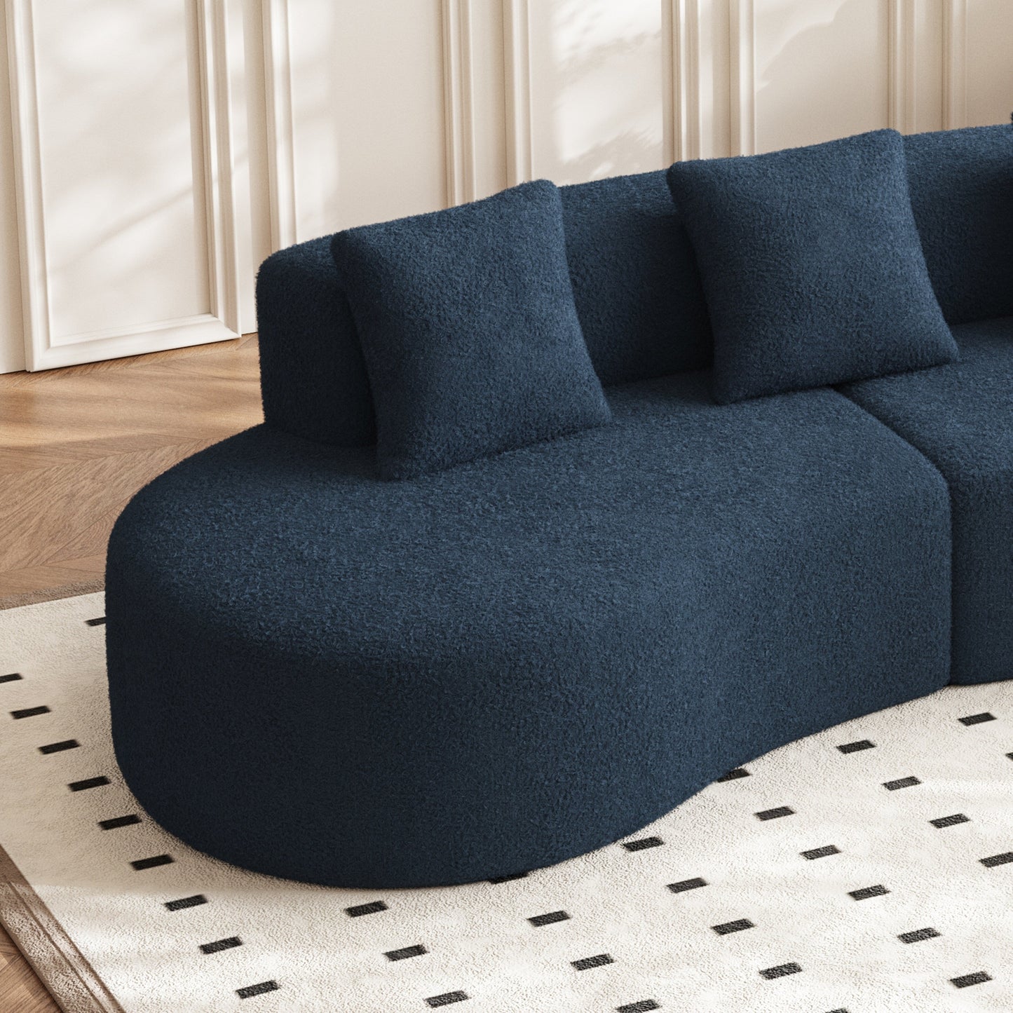 Divano moderno in velluto a 5 posti per soggiorno e camera da letto, uffici e appartamenti