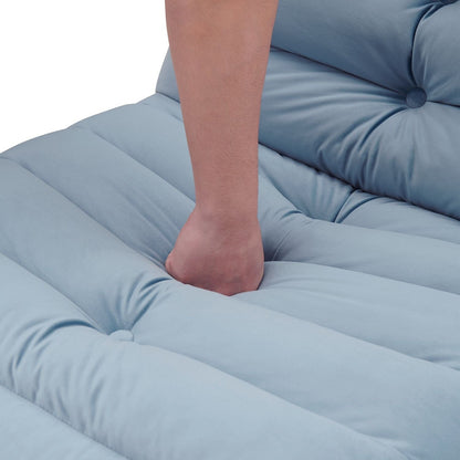 Divano reclinabile moderno in velluto senza braccioli con tasca laterale e funzione di reclinazione manuale per piccoli spazi