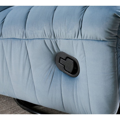 Divano reclinabile moderno in velluto senza braccioli con tasca laterale e funzione di reclinazione manuale per piccoli spazi