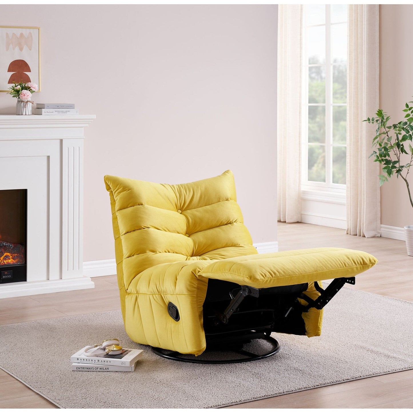 Divano reclinabile moderno in velluto senza braccioli con tasca laterale e funzione di reclinazione manuale per piccoli spazi