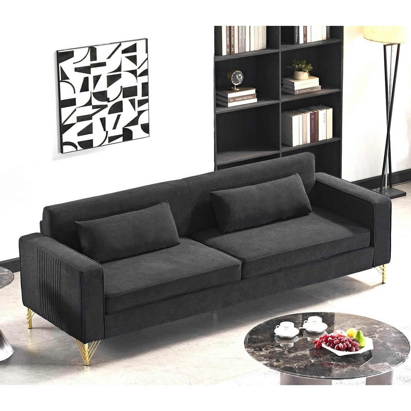 Divano moderno per soggiorno rivestito in velluto