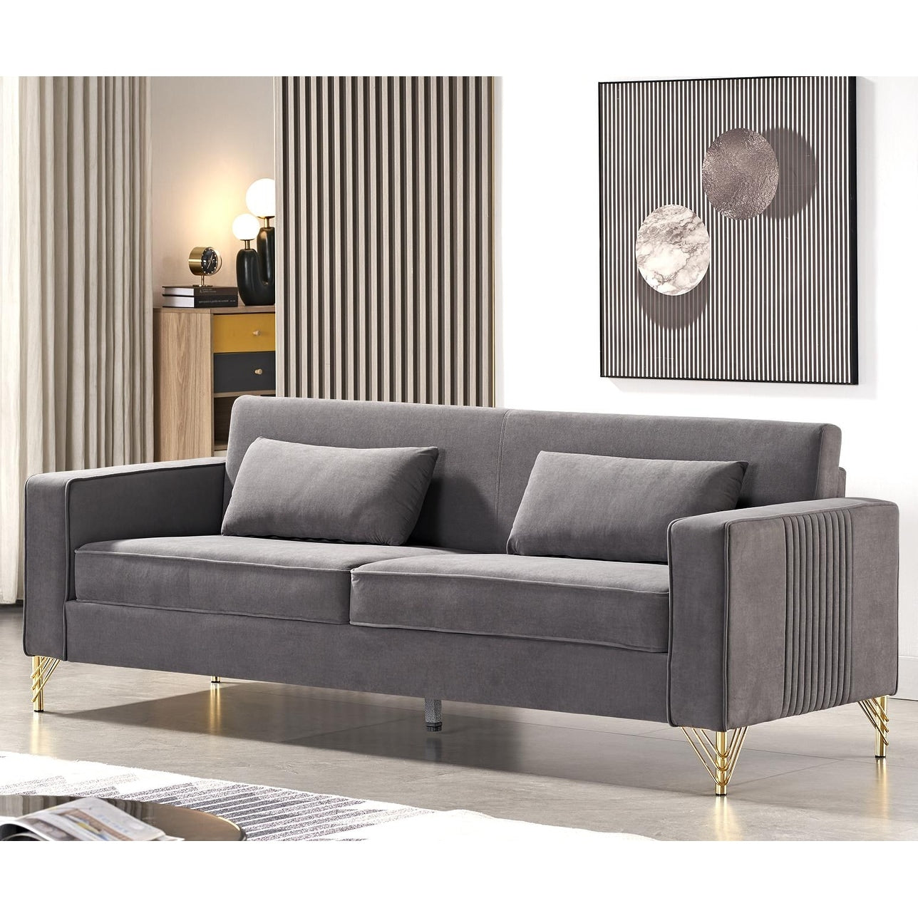 Divano moderno per soggiorno rivestito in velluto