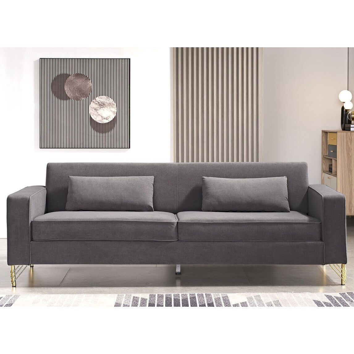 Divano moderno per soggiorno rivestito in velluto