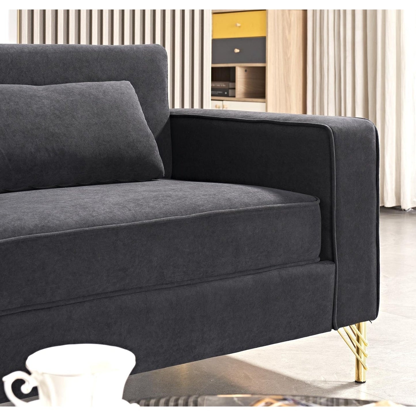 Divano moderno per soggiorno rivestito in velluto