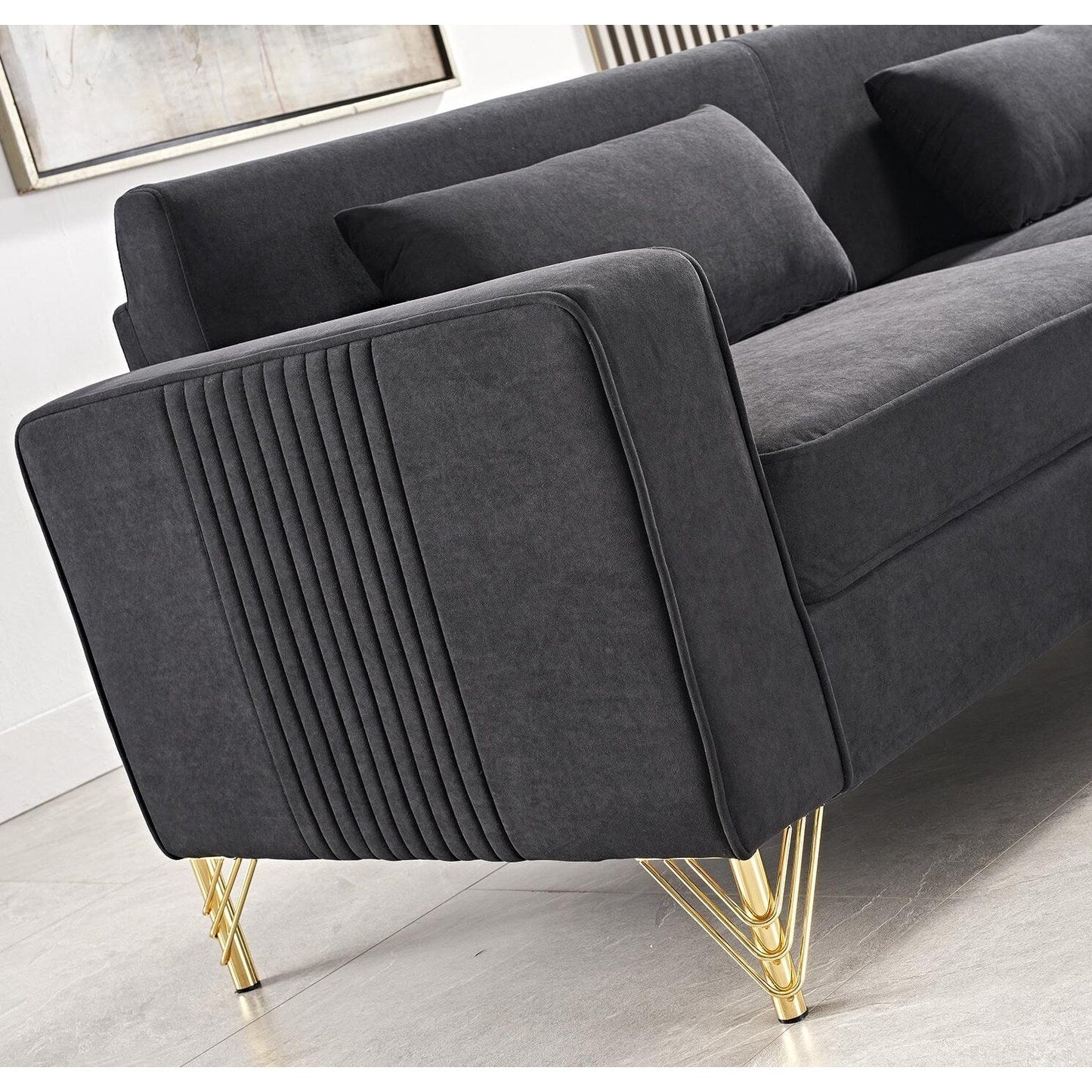 Divano moderno per soggiorno rivestito in velluto